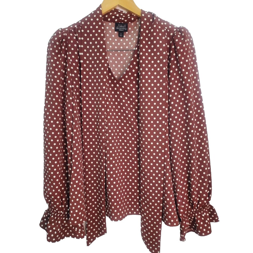 Abbott Elementary Maroon and White Polka Dots